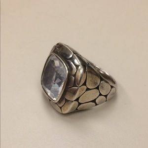 john hardy  ring silver with white topaz